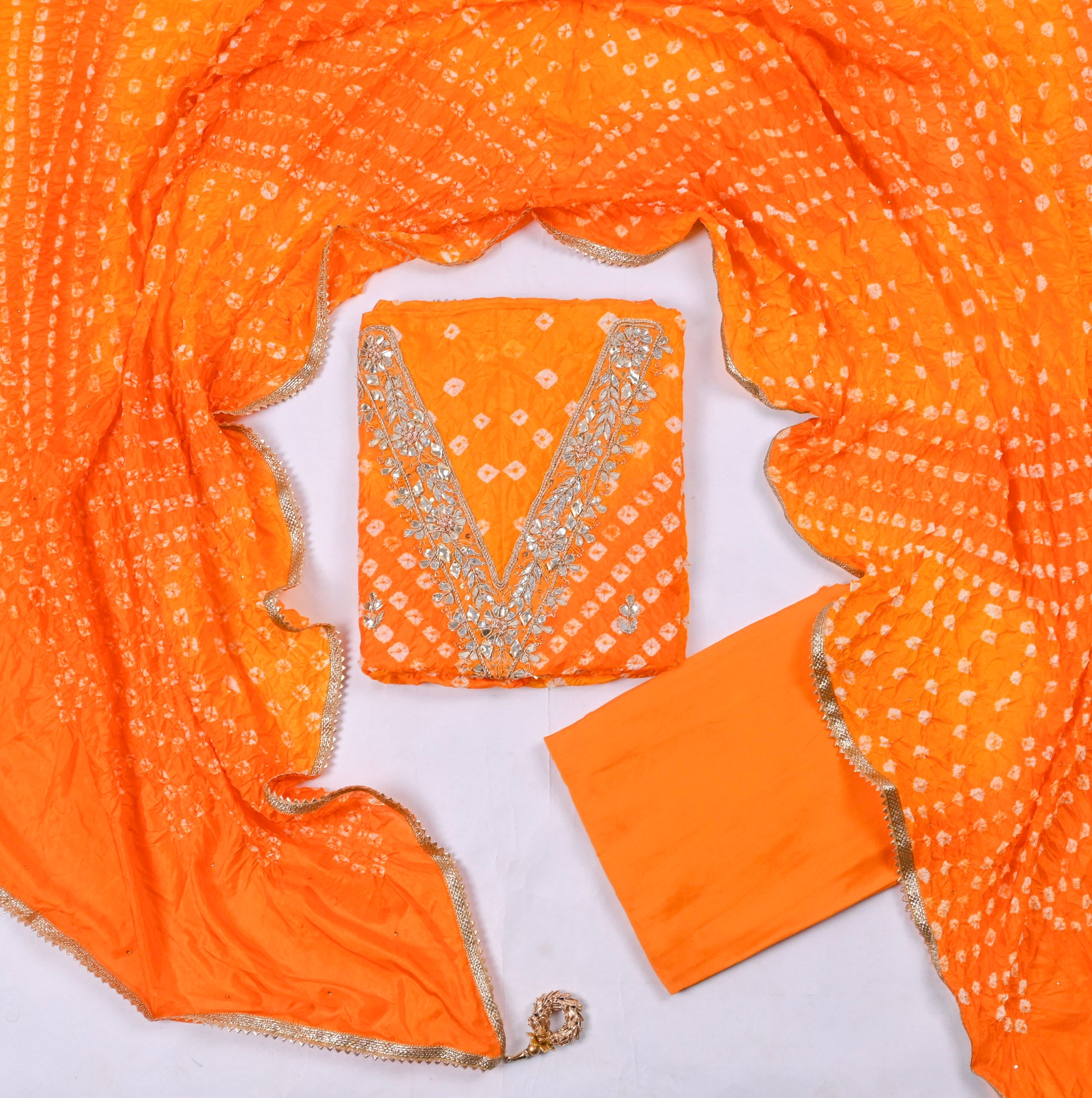 Muslin Orange Unstitched Suit