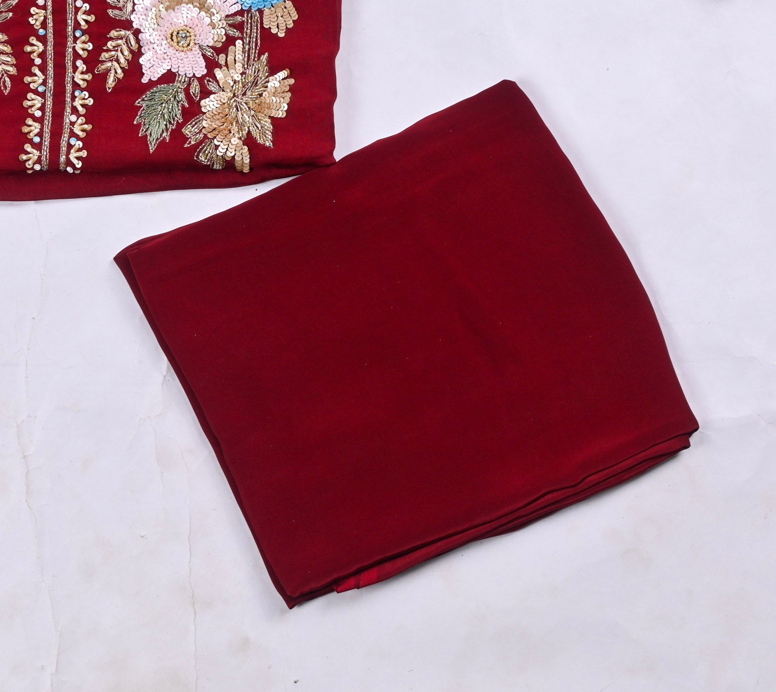 Organza Brown Unstitched Suit