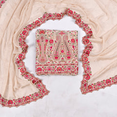 Crepe Beige Unstitched Suit