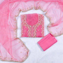 Glass Shimmer Pink Unstitched Suit