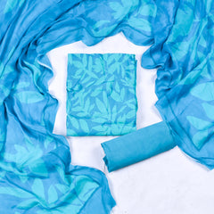 Crepe Sky Blue Unstitched Suit