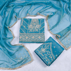Shimmer Ferozi Unstitched Lehenga Suit