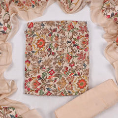 Crepe Beige Unstitched Suit