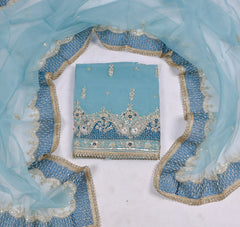 Glass Sky Blue Unstitched Suit