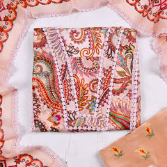 Mul Check Light Peach Unstitched Suit