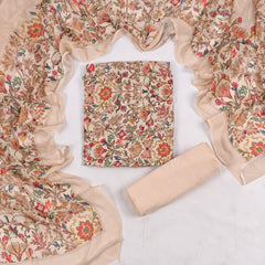 Crepe Beige Unstitched Suit