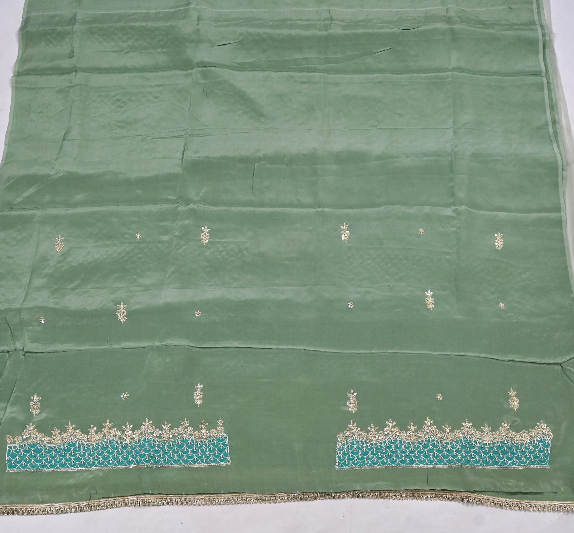 Glass Pastel Green Unstitched Suit