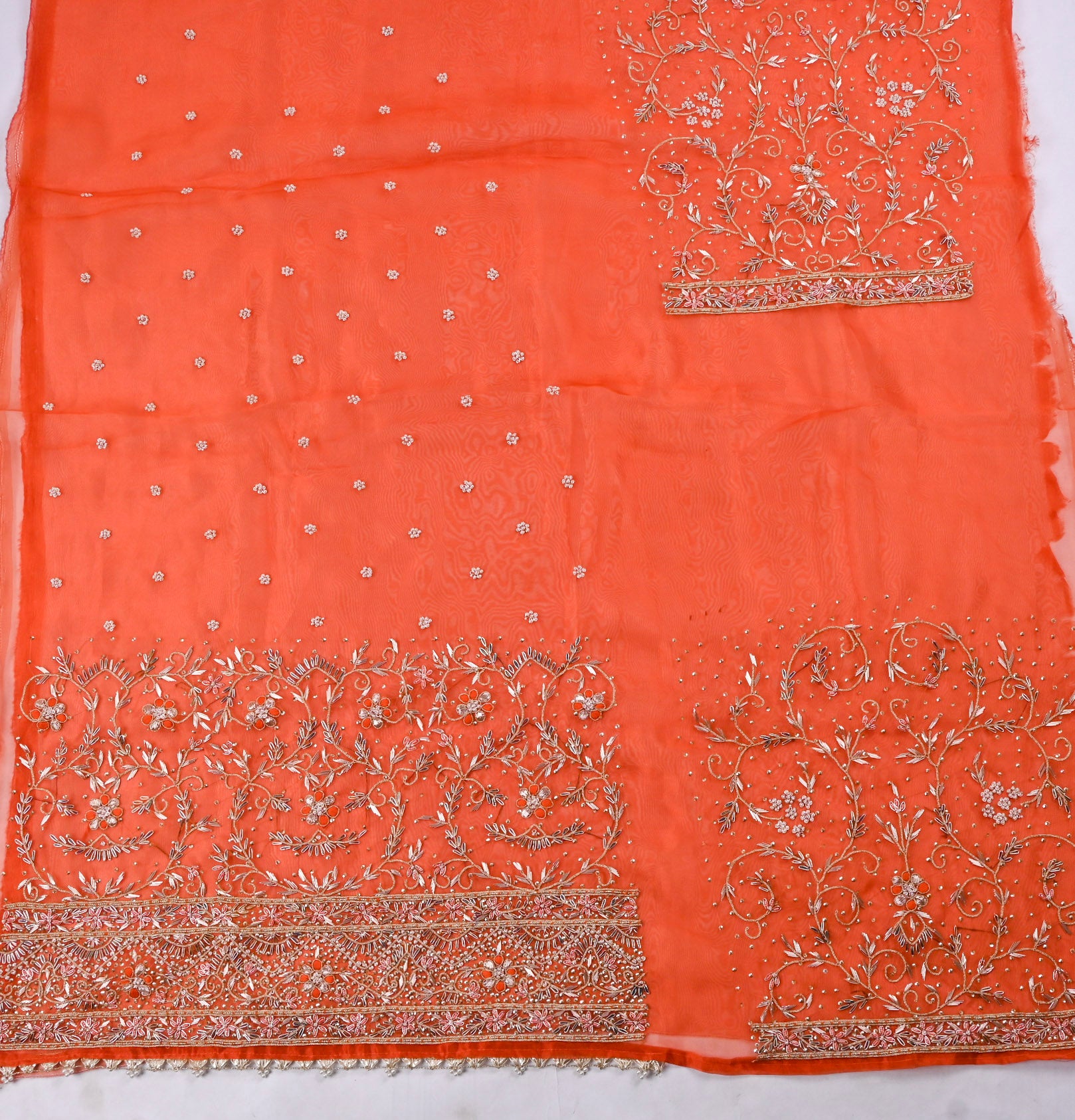 Glass Shimmer Orange Unstitched Suit