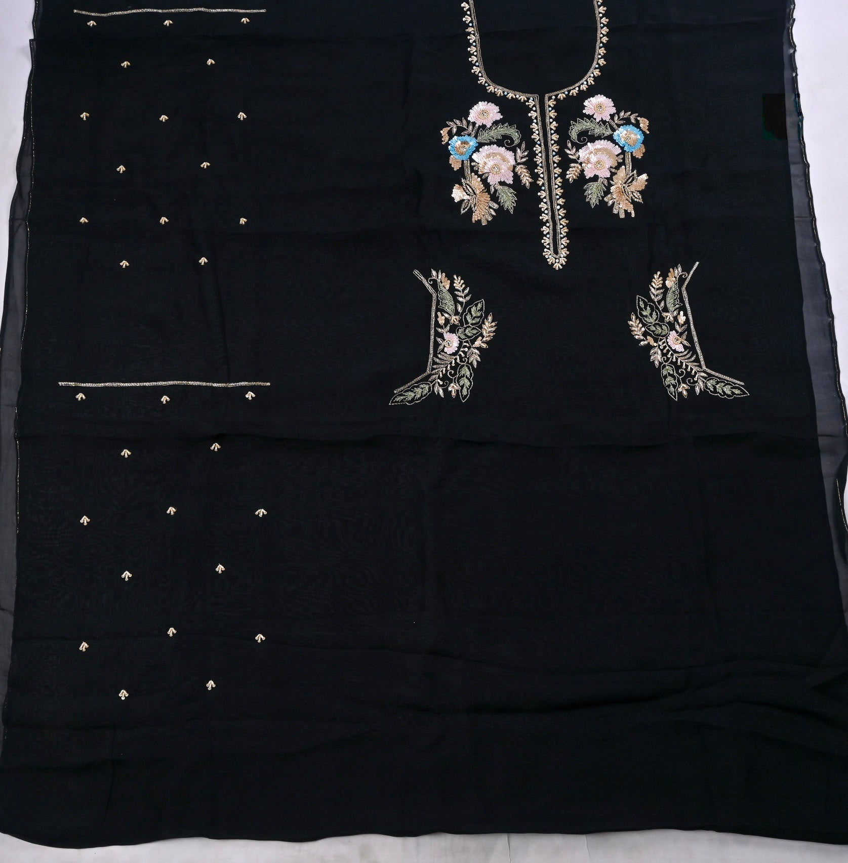 Organza Black Unstitched Suit