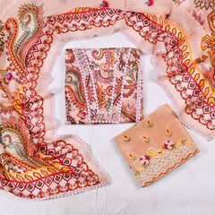 Mul Check Light Peach Unstitched Suit