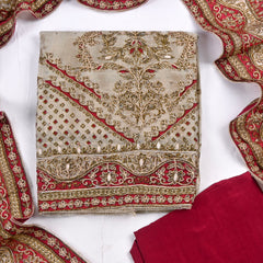 Organza Beige Unstitched Suit