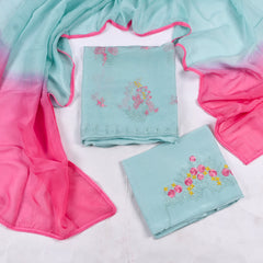 Organza Mint Green Unstitched Suit