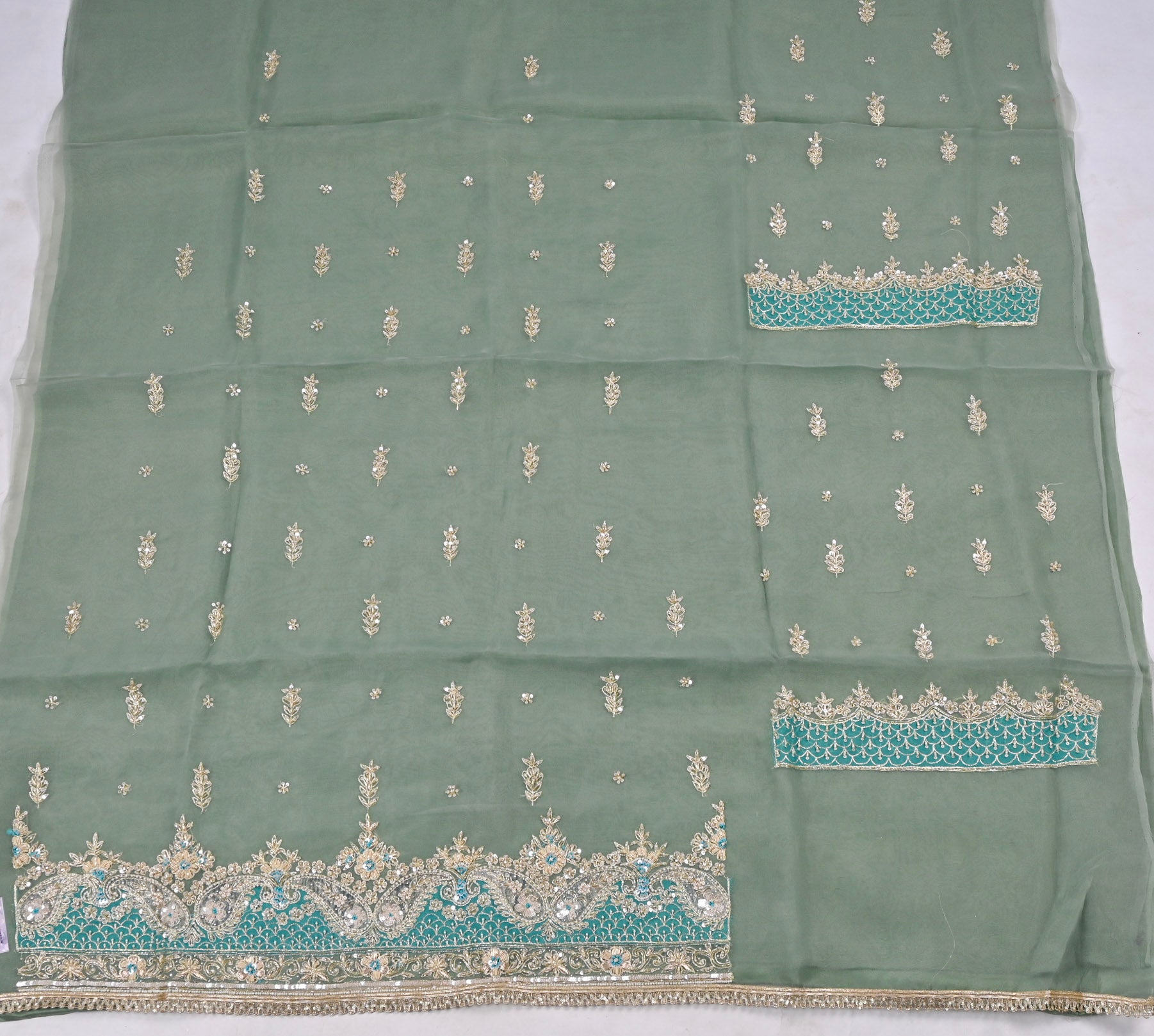 Glass Pastel Green Unstitched Suit