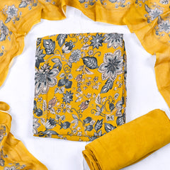 Tista Chinon Mustard Yellow Unstitched Suit