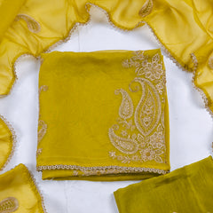 Organza Mehandi Unstitched Suit