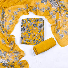 Tista Chinon Mustard Yellow Unstitched Suit