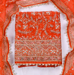 Glass Shimmer Orange Unstitched Suit