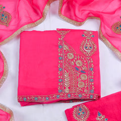 Organza Pink Unstitched Suit