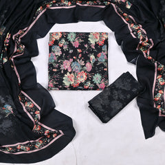 Muslin Black Unstitched Suit