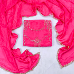 Crepe Pink Unstitched Suit