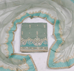 Glass Pastel Green Unstitched Suit