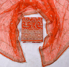 Glass Shimmer Orange Unstitched Suit