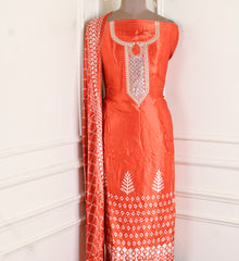 Gavadin Silk Orange Unstitched Suit
