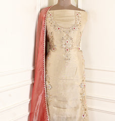 Shimmer Ivory Unstitched Suit