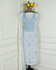 Mul Cotton white Unstitched Suit