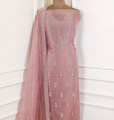Shimmer Baby Pink Unstitched Suit