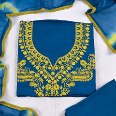 Organza Blue Unstitched Suit
