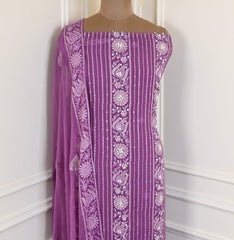 Georgette Purple Unstitched Suit
