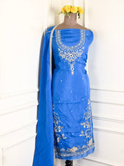 Silk Organza Blue Unstitched Suit