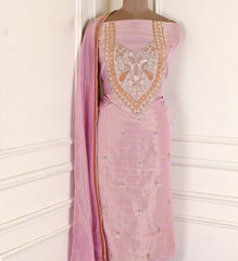 Shimmer Baby Pink Unstitched Suit