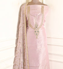 Tissue Shimmer Onion Pink Unstitched Suit