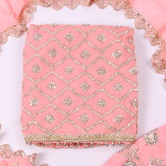 Organza Baby Pink Unstitched Suit