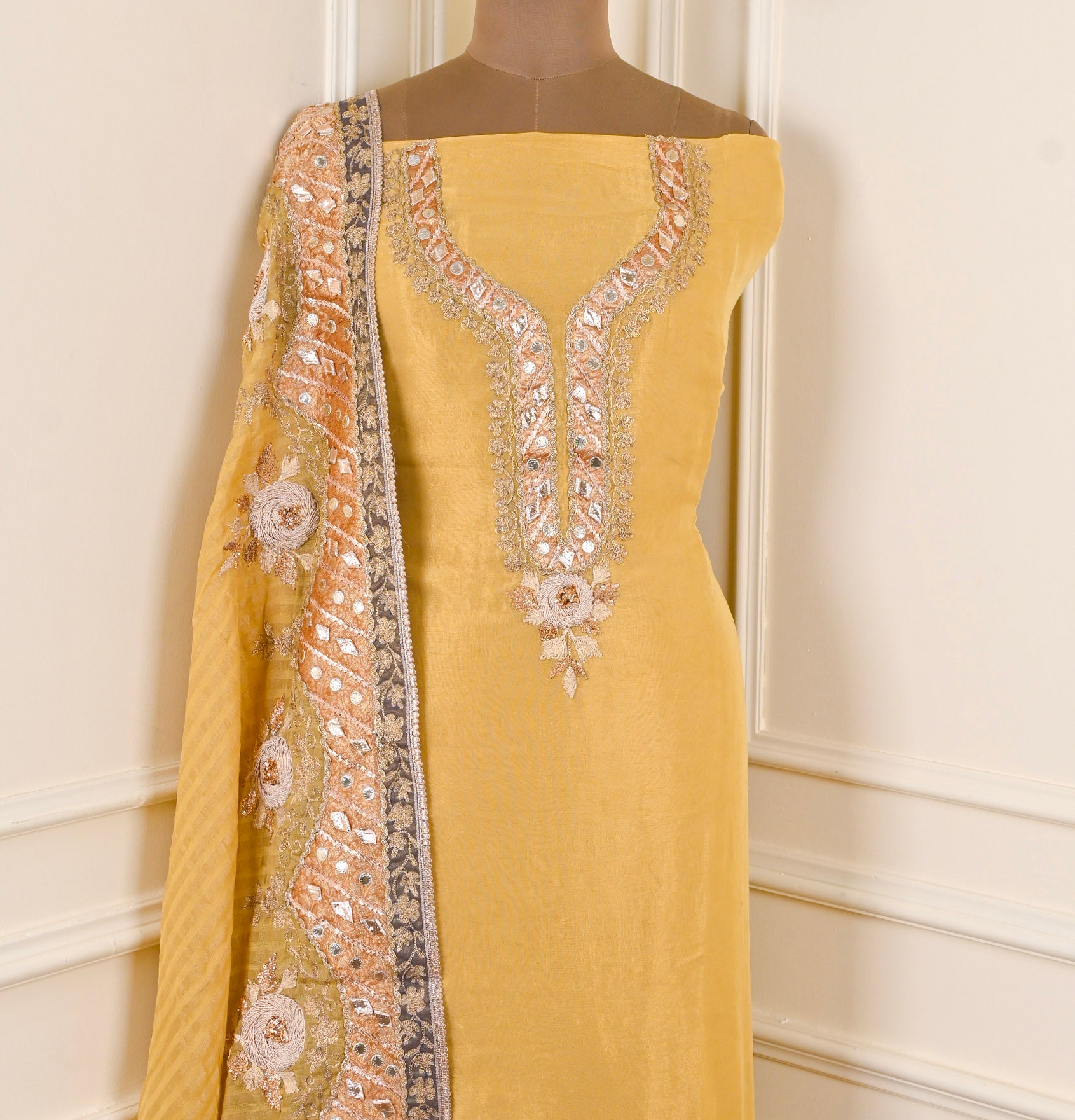 Shimmer Yellow Unstitched Suit