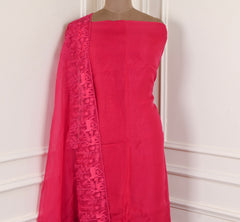 Organza Magenta Unstitched Suit