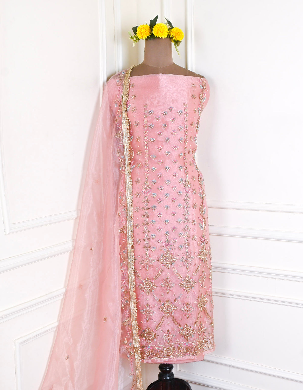 Glass Peach Unstitched Suit