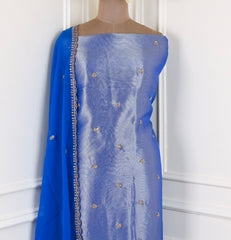 Shimmer Blue Unstitched Suit