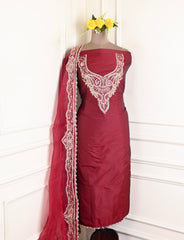 Gavadin Maroon Unstitched Suit
