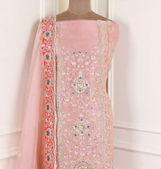 Glass Shimmer Baby Pink Unstitched Suit