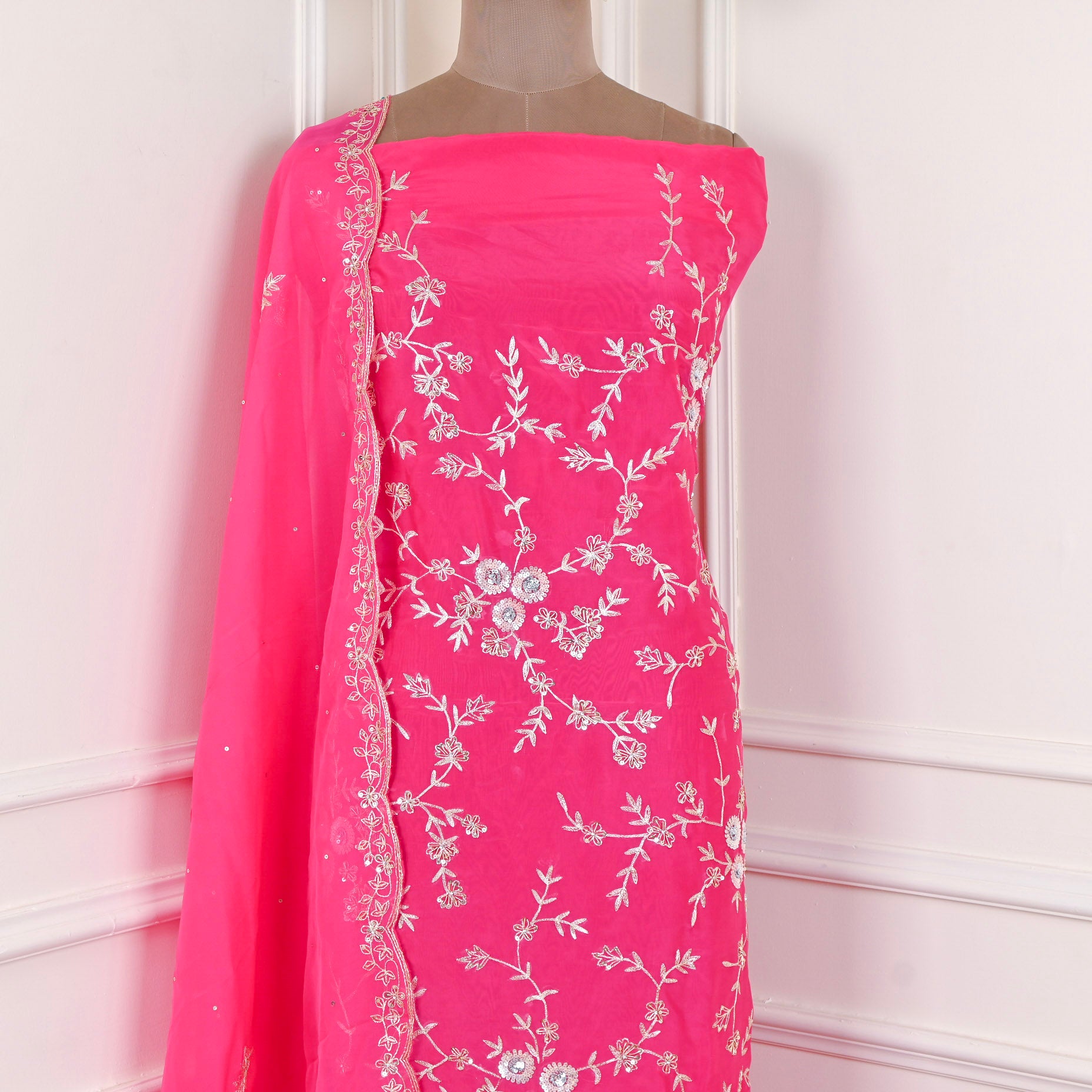 Crepe Pink Unstitched Suit