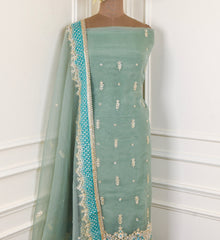 Glass Pastel Green Unstitched Suit