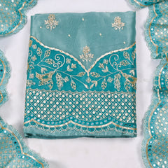 Glass Shimmer Aqua Blue Unstitched Suit