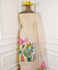 Organza Off-White Unstitched Suit
