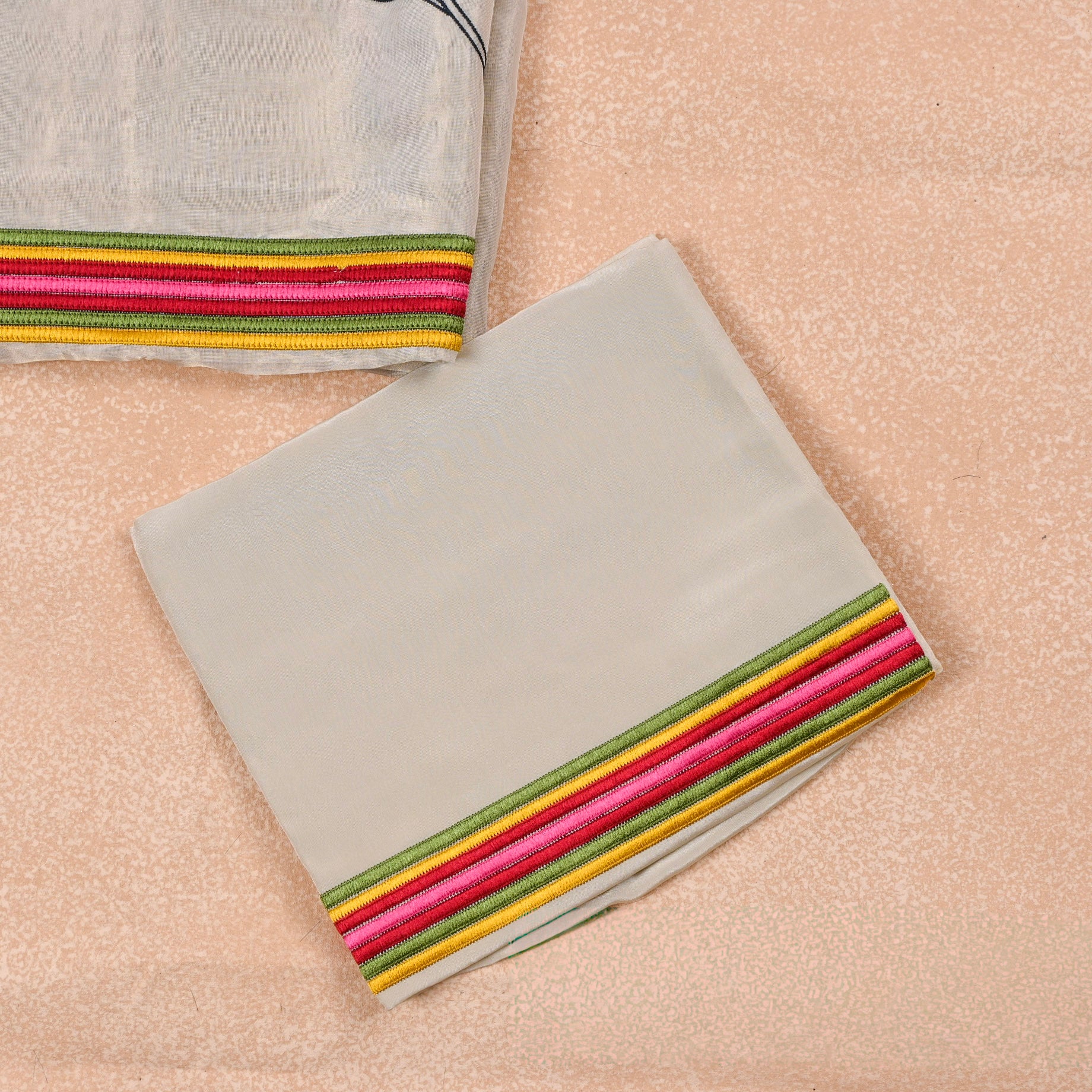 Pure Tissue Kanjivaram Beige Unstitched Suit