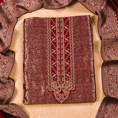 Banarasi Red Unstitched Suit
