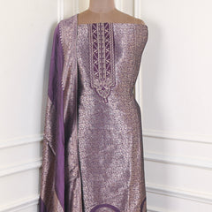 Banarasi Purple Unstitched Suit