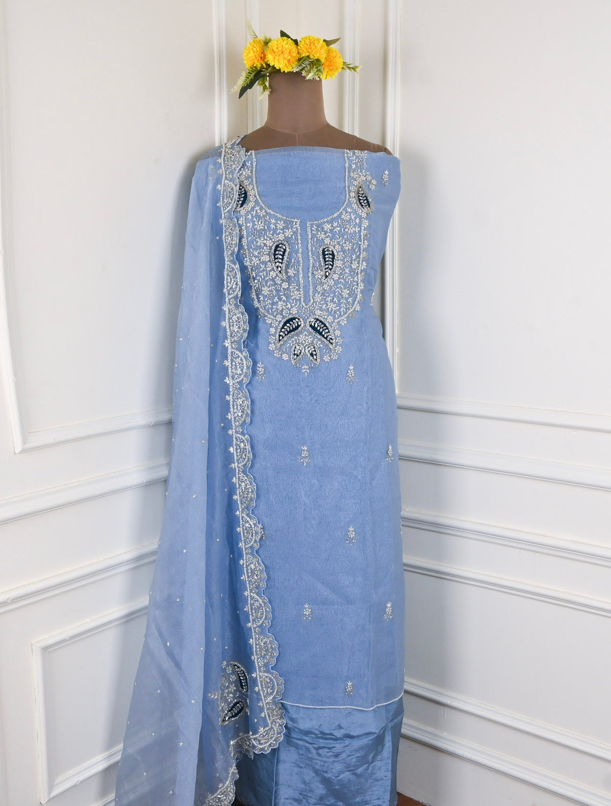 Shimmer Blue Unstitched Suit